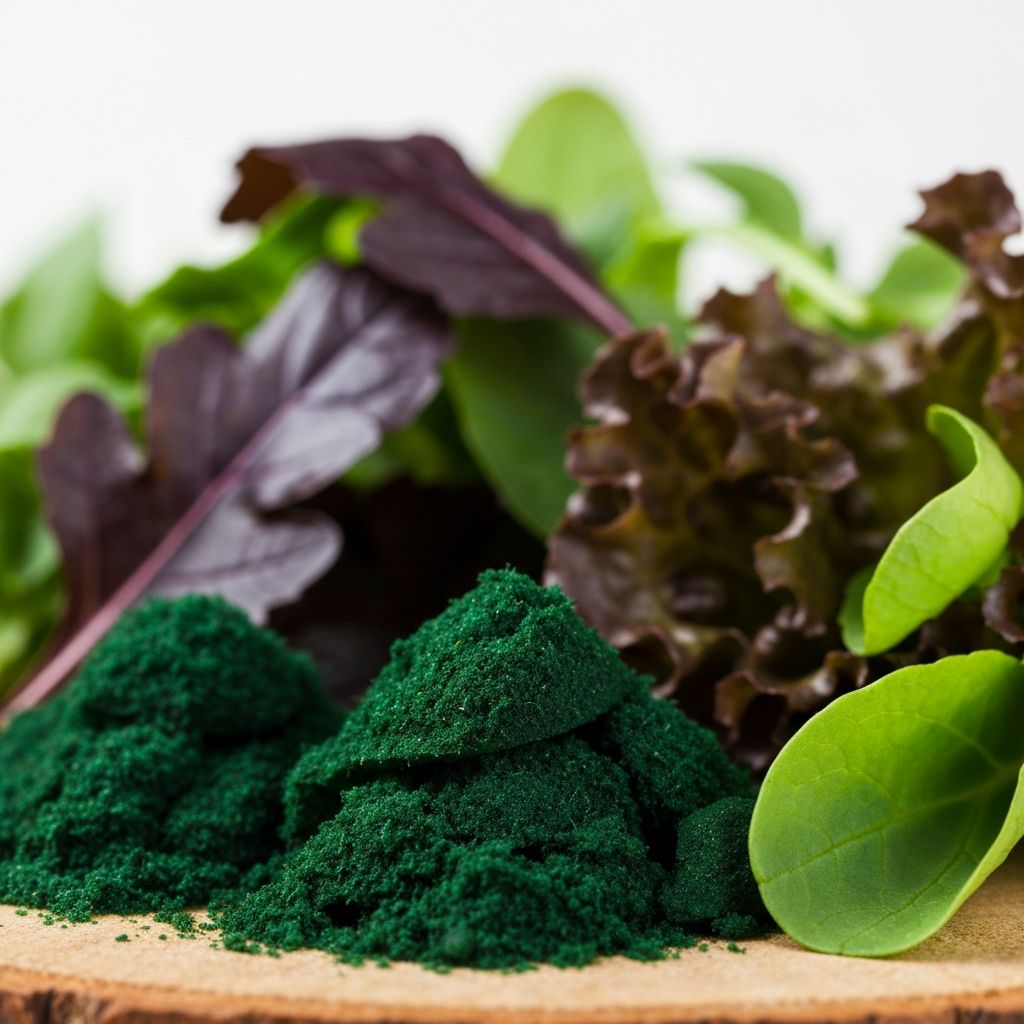Spirulina und Blattgemüse mit Mikronährstoffen